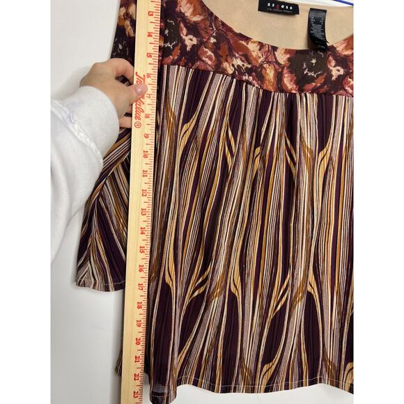 Axcess Womens Sz SM Multicolor Geometric 3/4 Sleeve Blouse - Picture 6 of 7